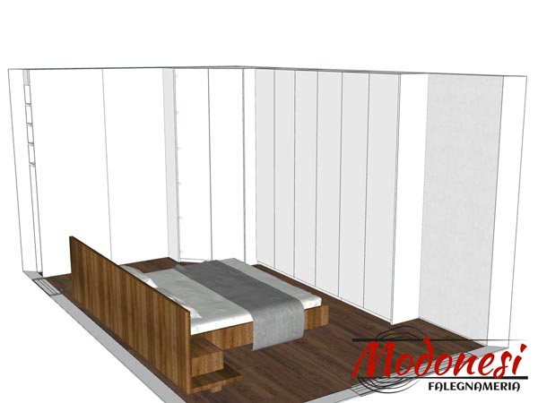 Arredamento Camera da Letto Matrimoniale Milano: render di armadio bianco a porte chiuse 1