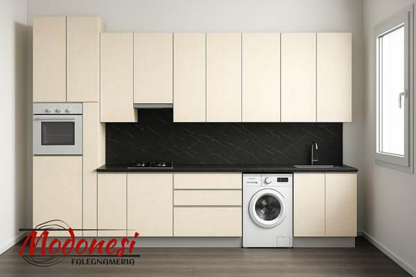 Cucina Lineare Moderna Su Misura Milano Render AI