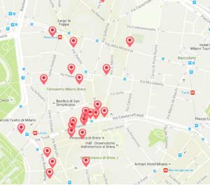 Mappa degli eventi di Brera Design Days