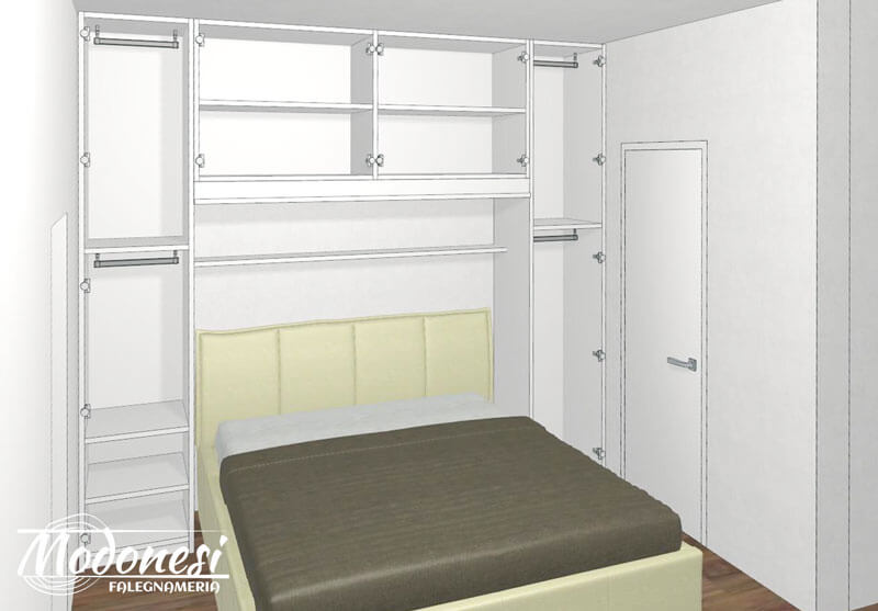 Armadio A Ponte Camera Matrimoniale In Una Casa A Milano Render 01