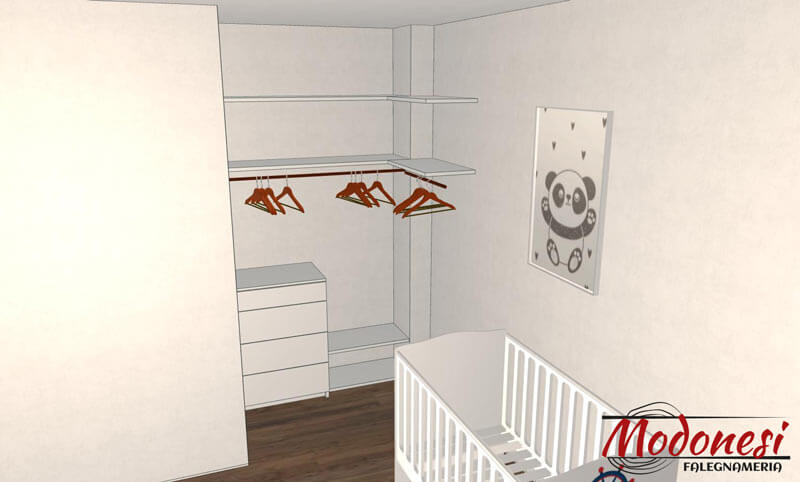 Cabina Armadio Bianca Realizzata Per Una Casa A Milano Render 02
