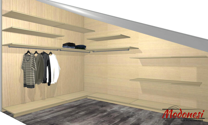 Cabina Armadio Mansarda Con Pannelli Per Una Casa A Lainate Milano Render 01