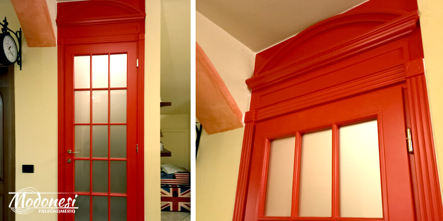 Porta Tamburata e Laccata Rosso Opaco per una Casa a Pavia