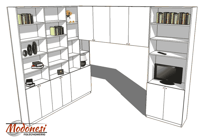 Render Libreria Ad Angolo Con Ponte In Cameretta Milano Pero 01