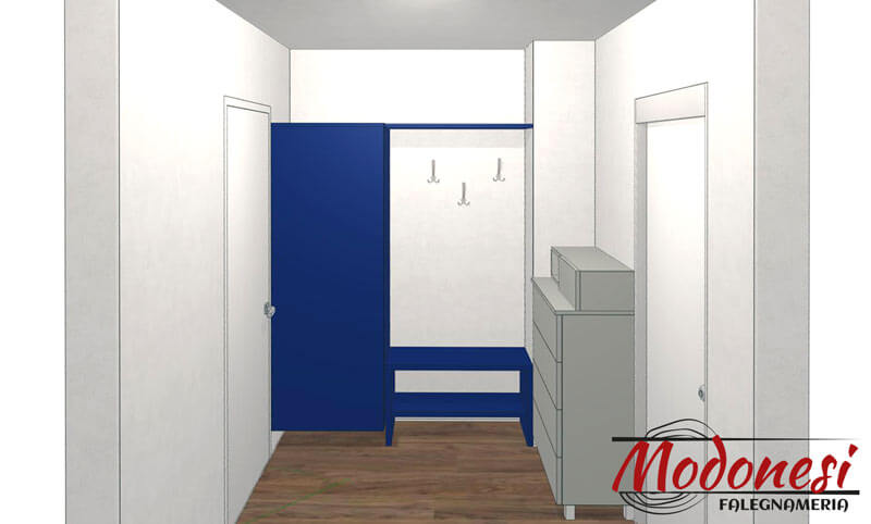 Mobile Su Misura Per L Ingresso Di Una Mansarda A Milano Render 01