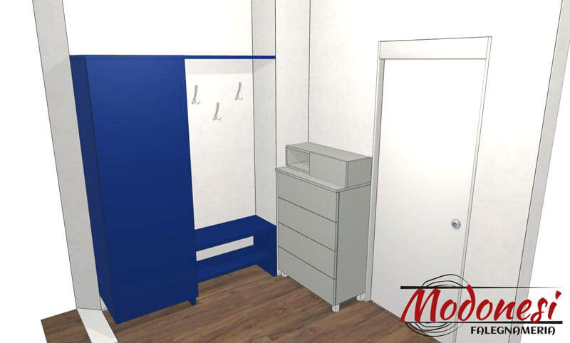 Mobile Su Misura Per L Ingresso Di Una Mansarda A Milano Render 02