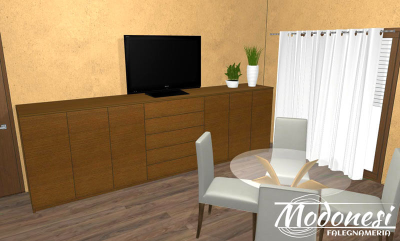Mobile Tv Effetto Noce Per Un Soggiorno A Pero Milano Render 01